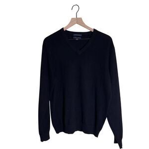 CLUB ROOM classic black cozy cashmere quietly luxury v neck sweater M